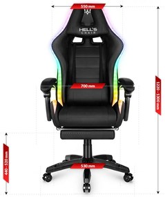 Scaun gaming HC-1039 LED RGB Black