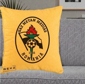 Perna Personalizata Gaz Metan Medias 1945 Fotbal, 40x40 cm, Galben, Husa Detasabila, Perna Inclusa, BEKZ®