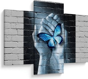 Tablou cu flutere albastru pe perete (90x60 cm)