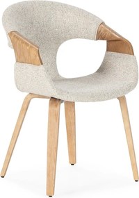 Set de scaune de sufragerie bej cu cotiere 2 buc. tapițat Elif – MOME