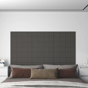 Panouri de perete, 12 buc. gri inchis 60x15 cm textil 1,08 m   12, Morke gra, 60 x 15 cm