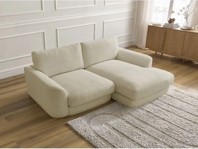 Colțar bej cu tapițerie din țesătură bouclé (cu colț pe partea dreaptă/cu șezlong) Leonore – Bobochic Paris