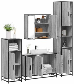 vidaXL Set de mobilier de baie 4 piese Lemn stratificat gri Sonoma