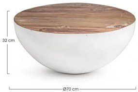 Masuta de cafea maro/alba din Lemn de Teak si metal, ∅ 70 cm, Lancaster Bizzotto