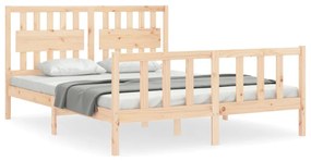 3192431 vidaXL Cadru de pat cu tăblie, lemn masiv, king size