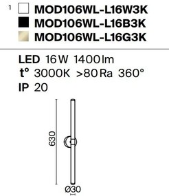 Aplica de perete LED design high-tech minimalist Axis auriu