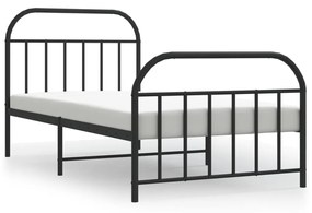 353647 vidaXL Cadru pat metalic cu tăblii de cap/picioare, negru, 100x190 cm