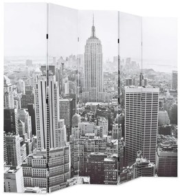 245859 vidaXL Paravan cameră pliabil, 200x170 cm, New York pe zi, alb/negru