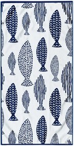 Prosop de plajă albastru închis 90x180 cm Fish – DecoKing