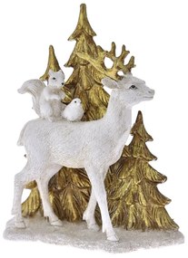 Figurina din rasina White Golden Deer 17 cm x 20 cm