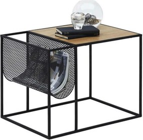 Masuta cafea FLYN, stejar/negru, metal, 55x40x45 cm