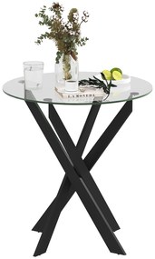 HOMCOM Masa de dining moderna din sticla, diametru 70 cm, Masa de bucatarie cu placa de sticla securizata si picioare din metal, pentru 4 persoane | Aosom Romania