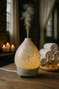 Lampa de masa cu difuzor aromaterapie Mozaic Bianco h 16 cm