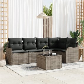 vidaXL Set de canapele pentru grădină cu pernă 6 pcs Gri Rattan poli