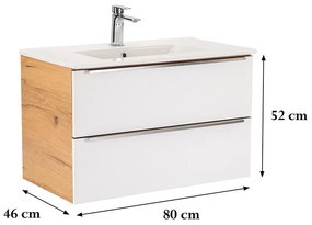 Dulap inferior Vario Trim 80 cu lavoar stejar-alb