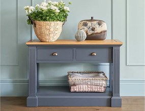 Masă lemn masiv natur Perete London Albastru/, 115 × 37 × 77 cm