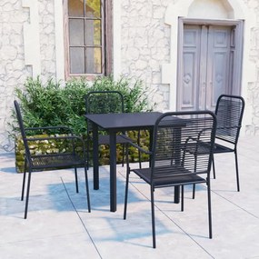 3060208 vidaXL Set mobilier de grădină, 5 piese, negru, sticlă și oțel