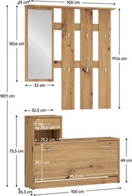 Set pentru hol, stejar artisan, VIRA-MECKI NEW