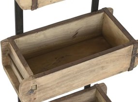 Etajera din lemn de tec si metal cu 5 rafturi din matrite vechi de caramizi, H124 cm, „Ladrillos Antiguos”