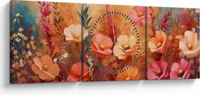 Tablou - Flori de pajiște, pictură (cu ceas) (90x30 cm)