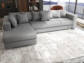 Colțar extensibil dumonde cu ladă de depozitare si sezut confortabil din spuma high-density, Gloria Enjoy Grey 320x183 cm
