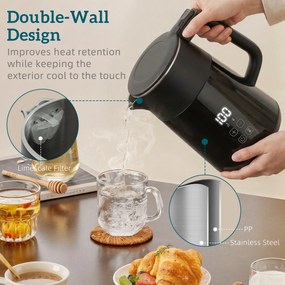 HOMCOM Fierbător electric, 1,7L, Încălzire rapidă, 3000W, cu afișaj LED, funcție de menținere la cald, protecție la funcționare în gol, fără PTFE | Aosom Romania