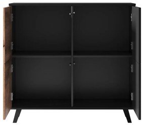 Comoda Random KM2 stejar wotan/negru - L100 x A40 x h95 cm