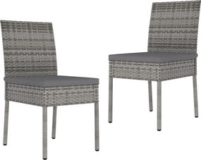 vidaXL Scaune de bucătărie pentru grădină, 2 buc., gri, poliratan