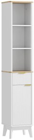 HOMCOM Dulap baie mobilier baie cu coloană cu 3 rafturi, sertar și 2 rafturi ajustabile 33 x 30 x 170 cm alb | Aosom Romania