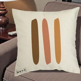 Perna Decorativa Abstract Linii Terracotta, 40x40 cm, Ecru, Husa Detasabila, Perna Inclusa, BEKZ®