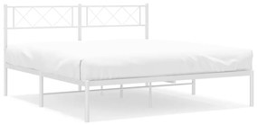 372325 vidaXL Cadru de pat metalic cu tăblie, alb, 135x190 cm