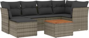 vidaXL Set canapele de grădină, 7 piese, cu perne, gri, poliratan