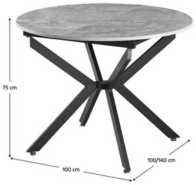 Masă de sufragerie extensibilă Amero (beton + negru) (pentru 4-6 persoane). 1116192