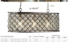 Lustra eleganta stil traditional Marquise cupru antic 6953-3CU SRT