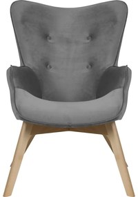 Fotoliu gri cu tapițerie din catifea Niko – Ropez