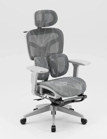 RESIGILAT- AEROMAX PRO 620LK-SY Scaun ergonomic, cotiere 6D, Tetiera 3D, Suport lombar dublu ajustabil, Suport picioare, Umeras, Full Mesh, Gri