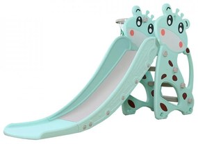 Tobogan Pentru Copii NOVOKIDS™ Giraffe, Pentru Interior si Exterior, 185 cm panta alunecare, Maxim 50 Kg, Cos de baschet inclus, Girafa, Albastru