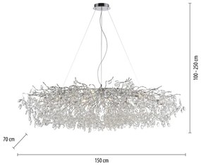 Lustra suspendata design magnific RICICLE crom, 70x150cm