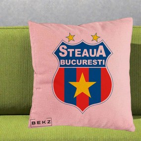Perna Personalizata Steaua Bucuresti Fotbal, 40x40 cm, Roz, Husa Detasabila, Perna Inclusa, BEKZ®