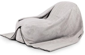 Fotoliu puf pentru copii gri deschis cu tapițerie din catifea reiată Cocoon 120 – SLOWDOWN