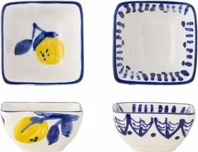 Set 2 boluri din ceramică pictate manual, design mediteranean, 8x8x4 cm, „Maxima"