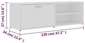 Comoda TV, alb, 120 x 34 x 37 cm, PAL 1, Alb