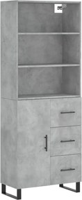 vidaXL Dulap înalt, gri beton, 69,5x34x180, lemn compozit