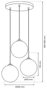 Lustră pe cablu REFLEX 3xE14/40W/230V