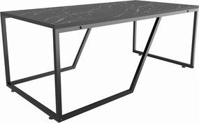 Masuta cafea Wendy, negru cu efect de marmura, PAL melaminat, 120x60x4