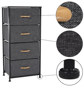 Comodă cu sertare din material textil PALMERA,negru