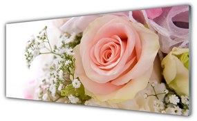 Tablouri acrilice Trandafiri Floral Roz Alb Verde