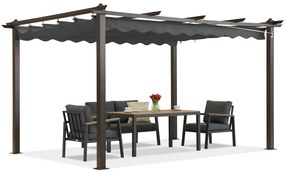 Barbados pergolă terasă 3x4 m cu perdele Garden Point woodlike-antracite