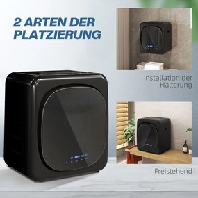HOMCOM Uscător de Rufe cu Desinfecție UV, Design Compact, Capacitate 4 kg, Oțel Inoxidabil, Negru | Aosom Romania