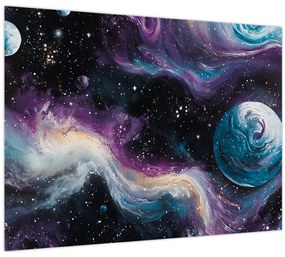 Tablou pe sticlă - Univers pictat (70x50 cm)